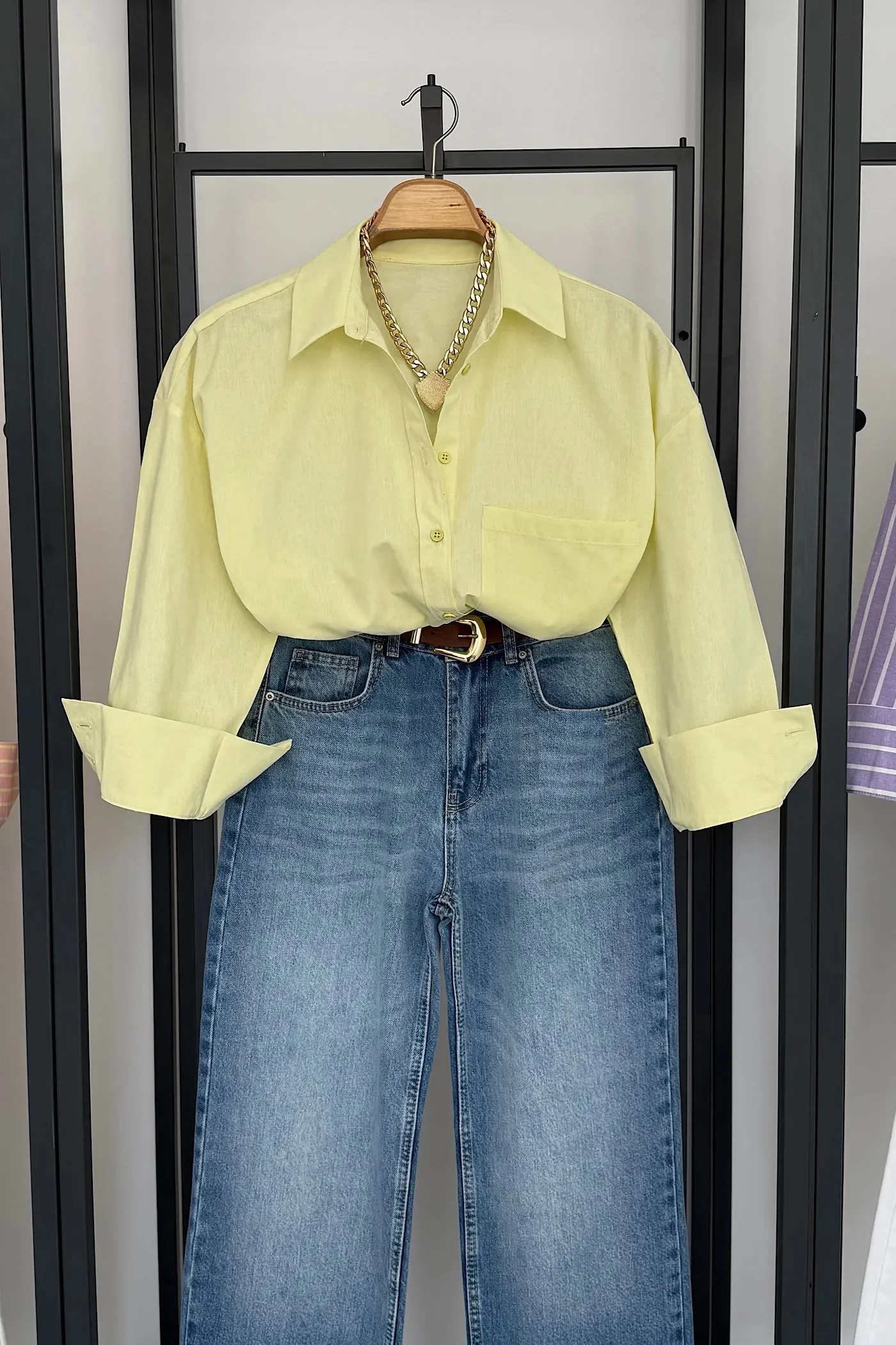 Vegles Lemon Yellow Poplin Over-Size Shirt