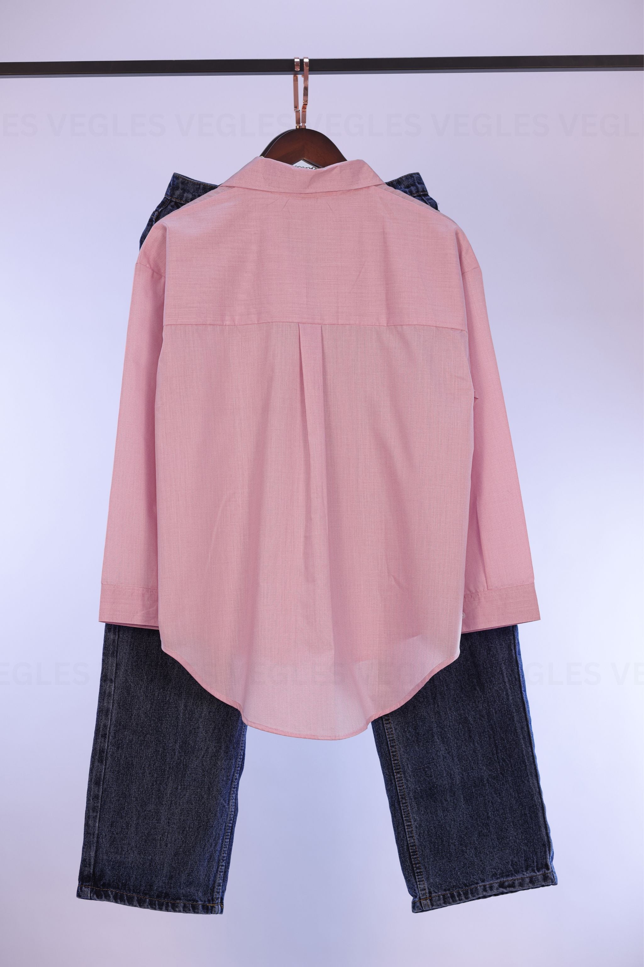 Women's Over-Size Shirt in Viscose Cotton –Dusty Pink