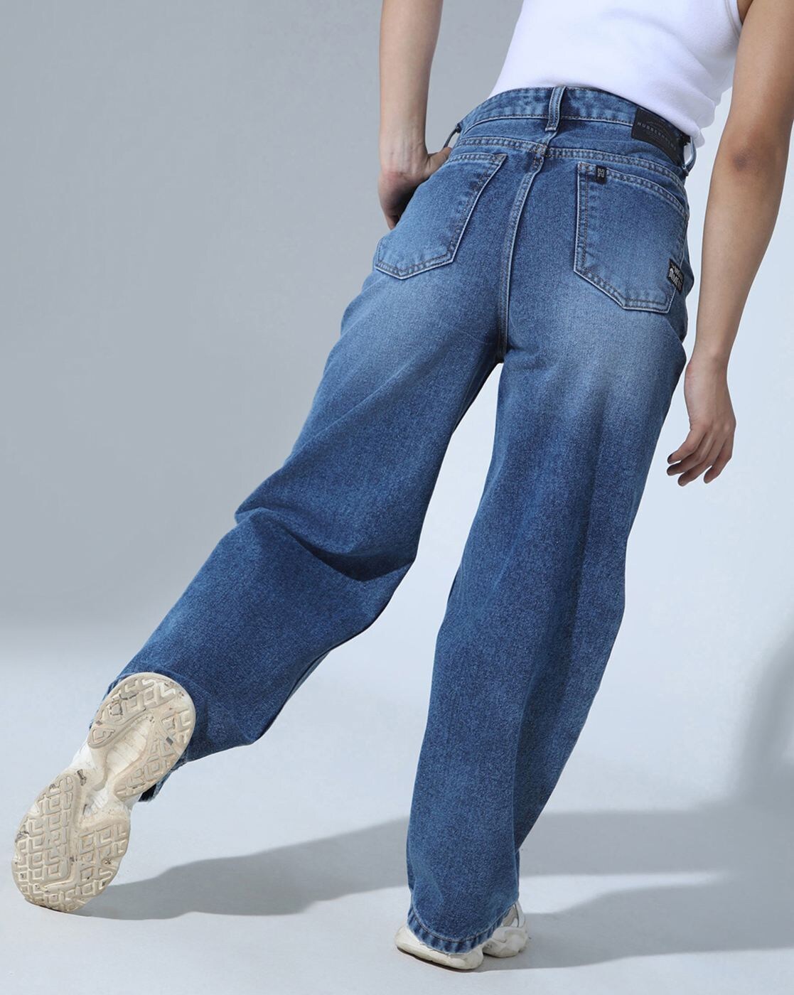 Vegles Women's Light Blue High-Waist Wide-Leg Jeans