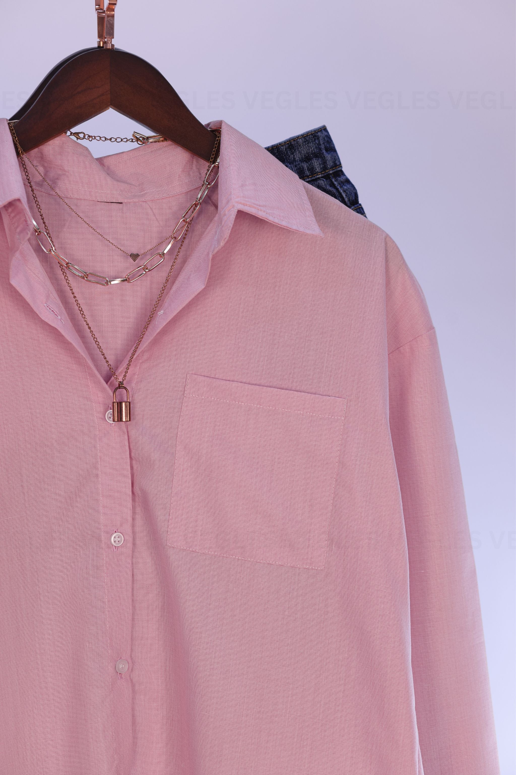 Women's Over-Size Shirt in Viscose Cotton –Dusty Pink