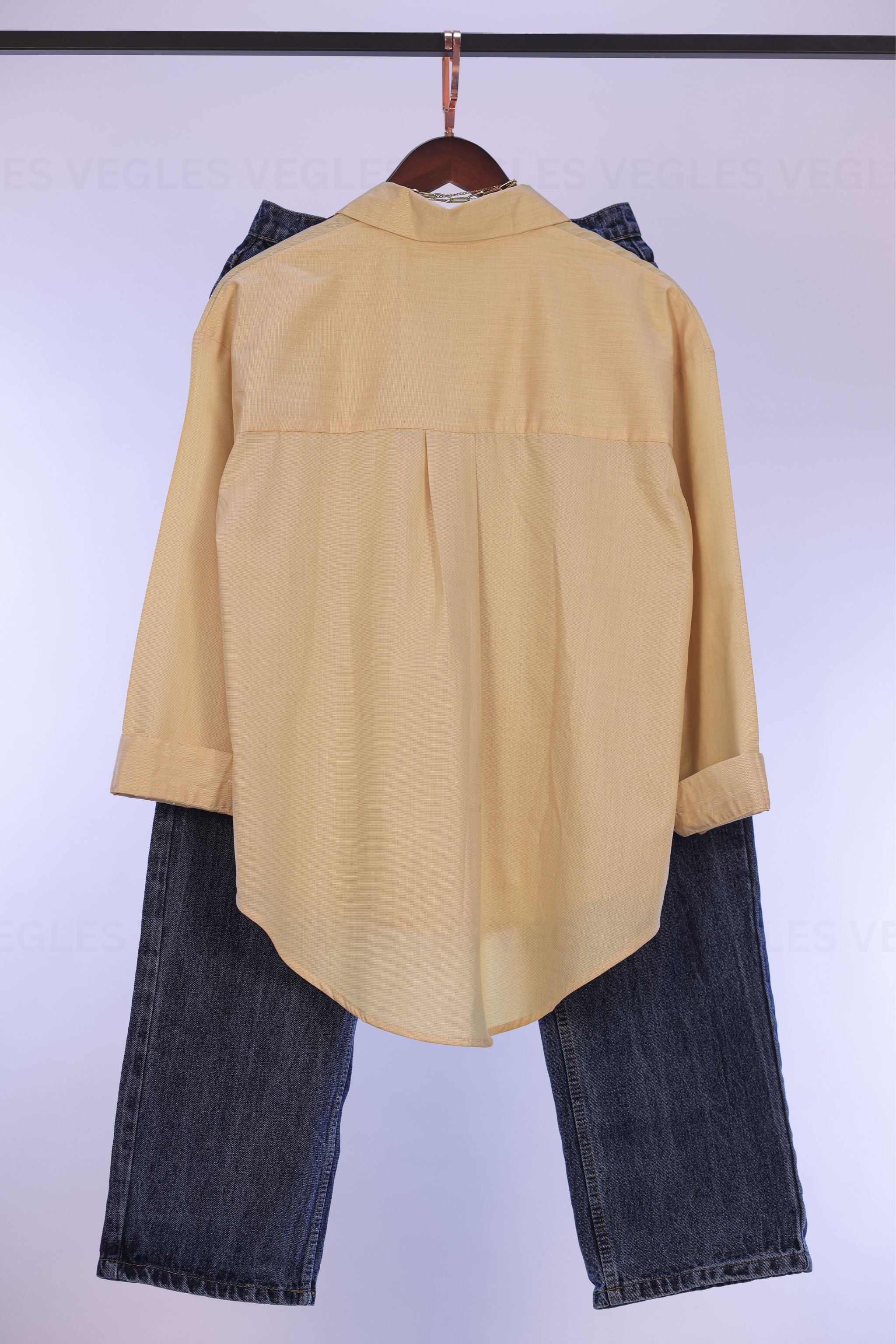 Women's Over-Size Shirt in Viscose Cotton –Light Mustard