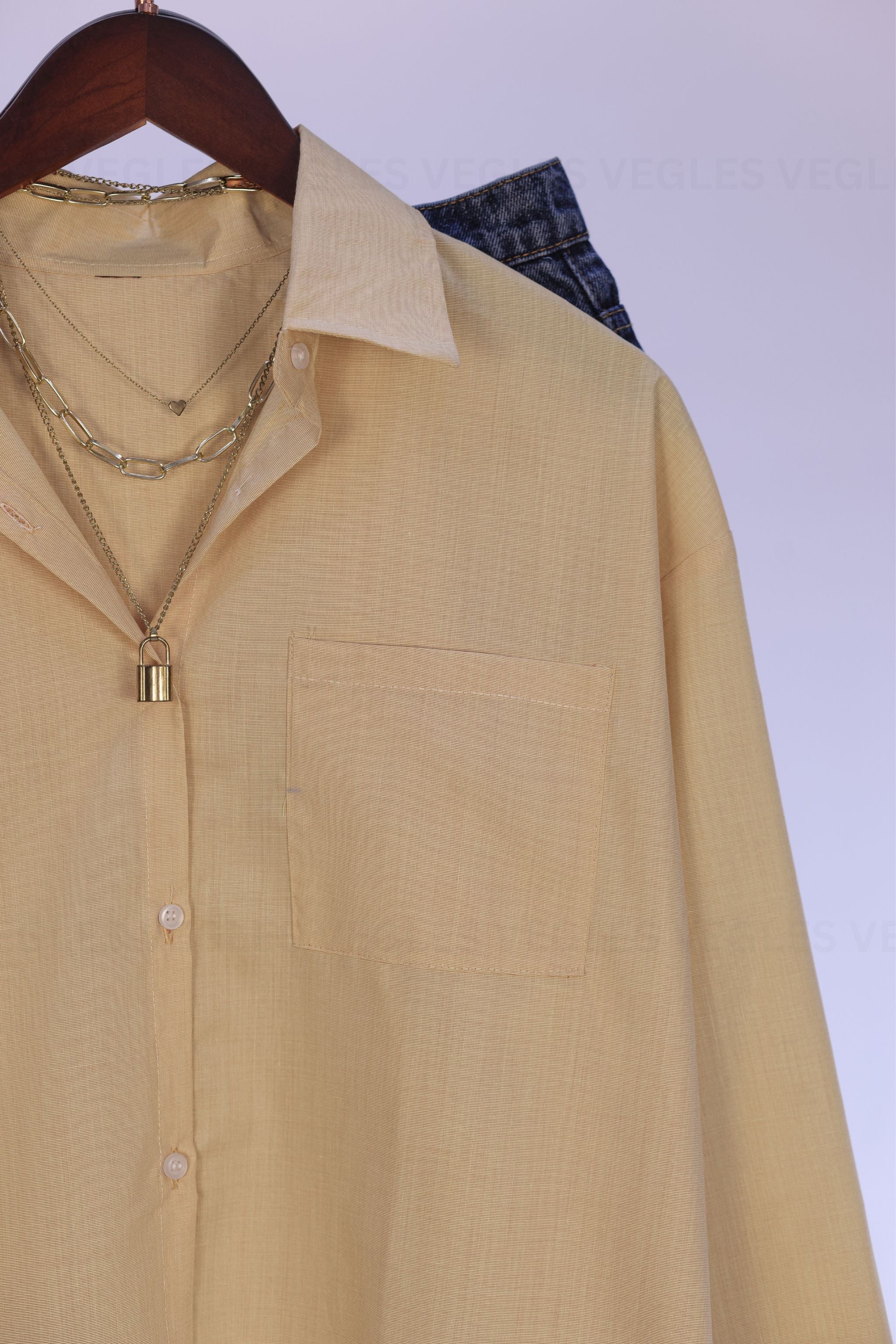 Women's Over-Size Shirt in Viscose Cotton –Light Mustard