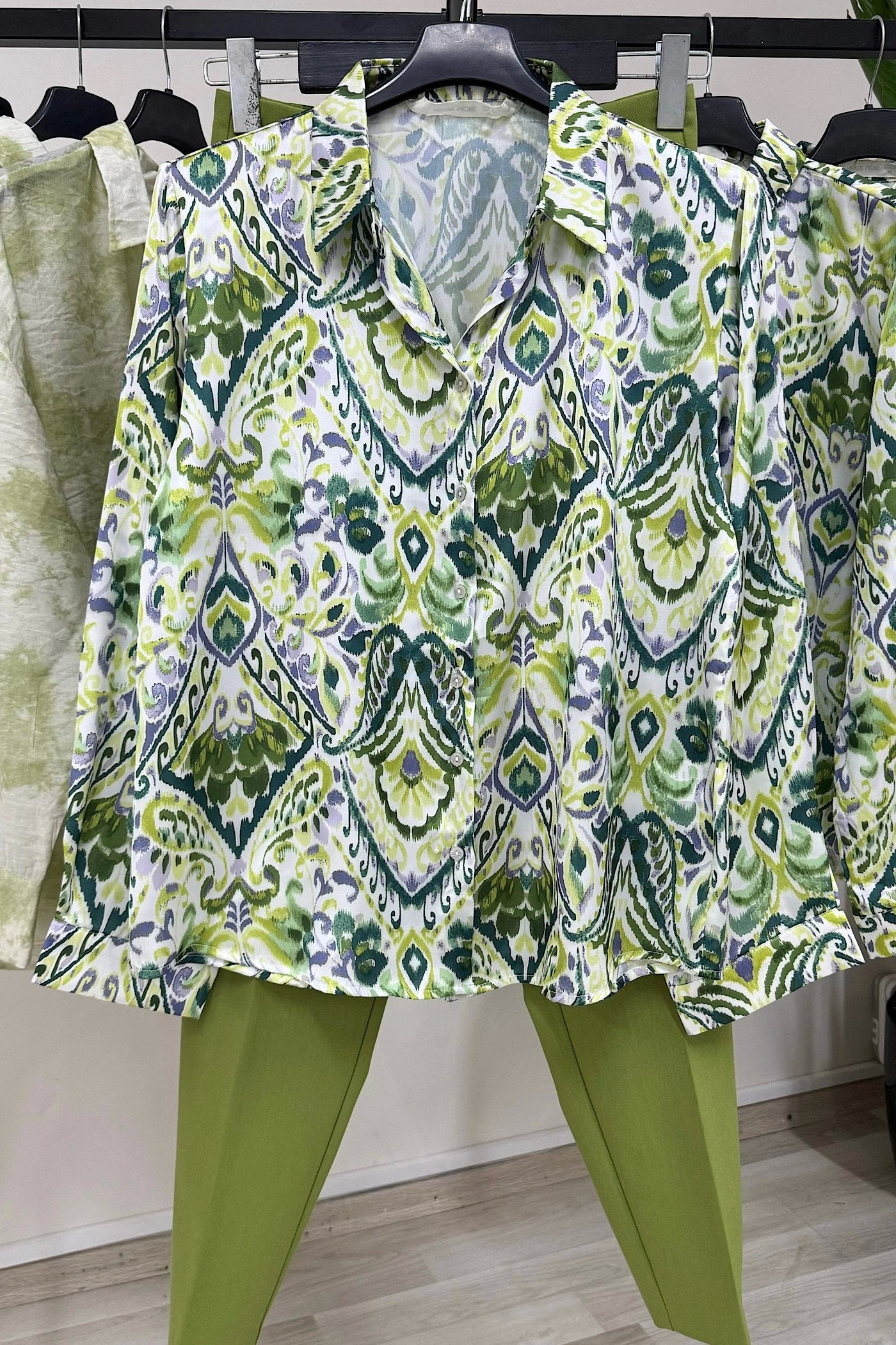 Vegles Green Print Over-Size Shirt