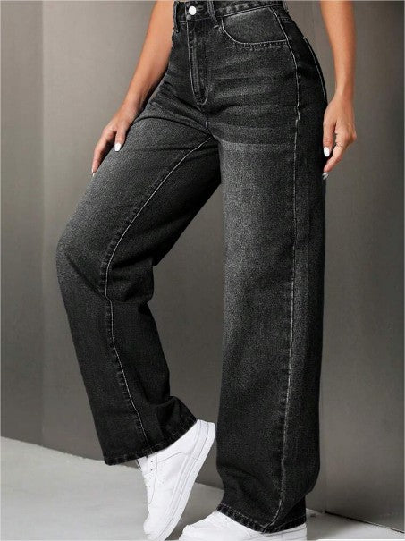 Vegles High-Waist Wide Leg Jeans – Dusty Black