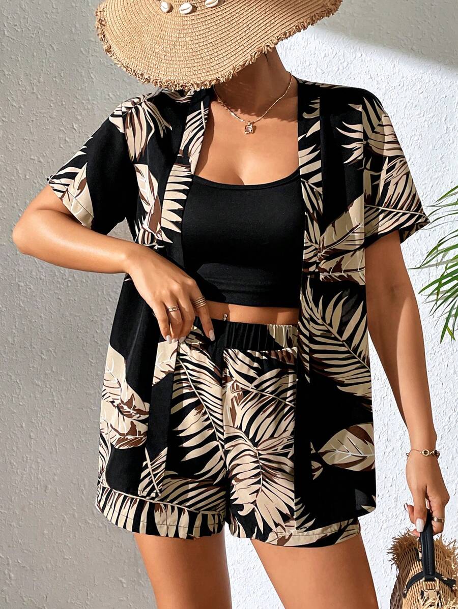 Vegles Women'S Tropical Print Two Piece Set