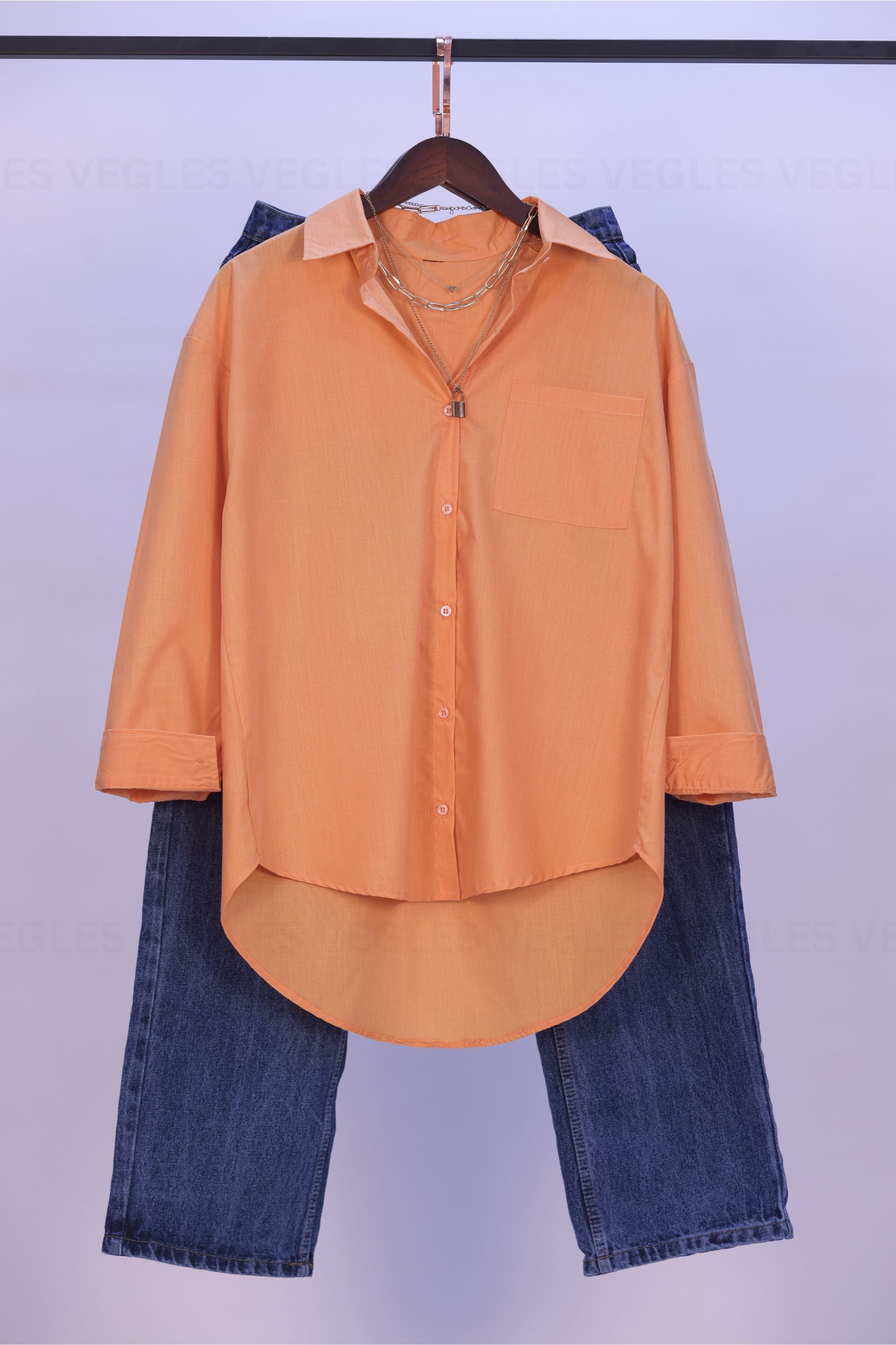 Women's Over-Size Shirt in Viscose Cotton –Orange
