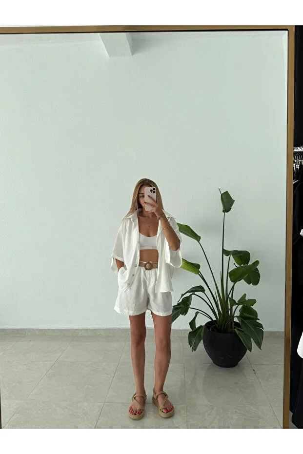 Vegles-Women’s  Co-ord Set (Shirt & Shorts) – Casual Chic Two-Piece Outfit