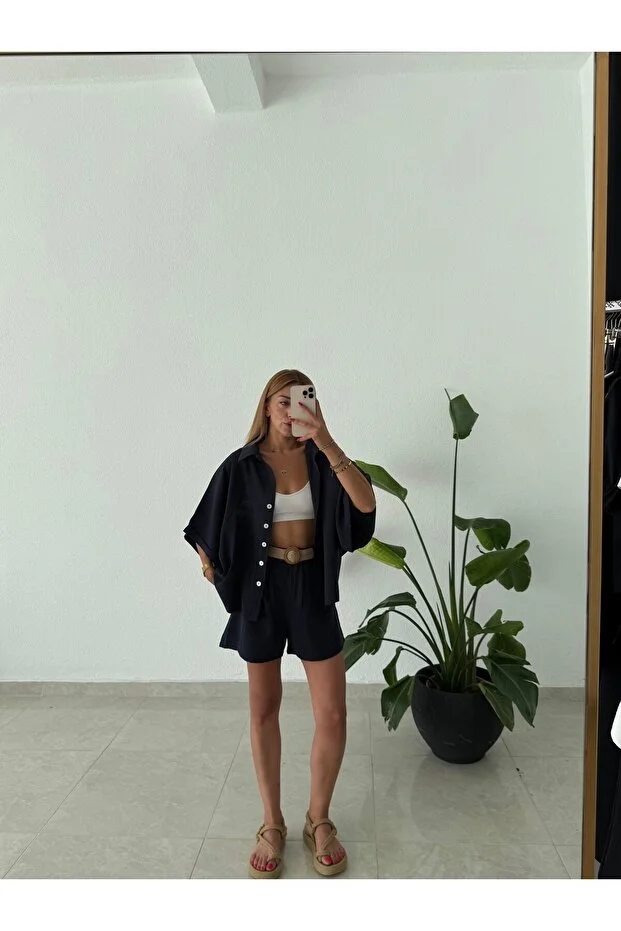 Vegles-Women’s  Co-ord Set (Shirt & Shorts) – Casual Chic Two-Piece Outfit