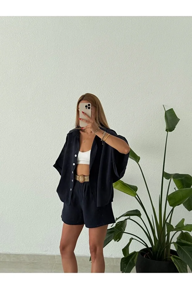 Vegles-Women’s  Co-ord Set (Shirt & Shorts) – Casual Chic Two-Piece Outfit