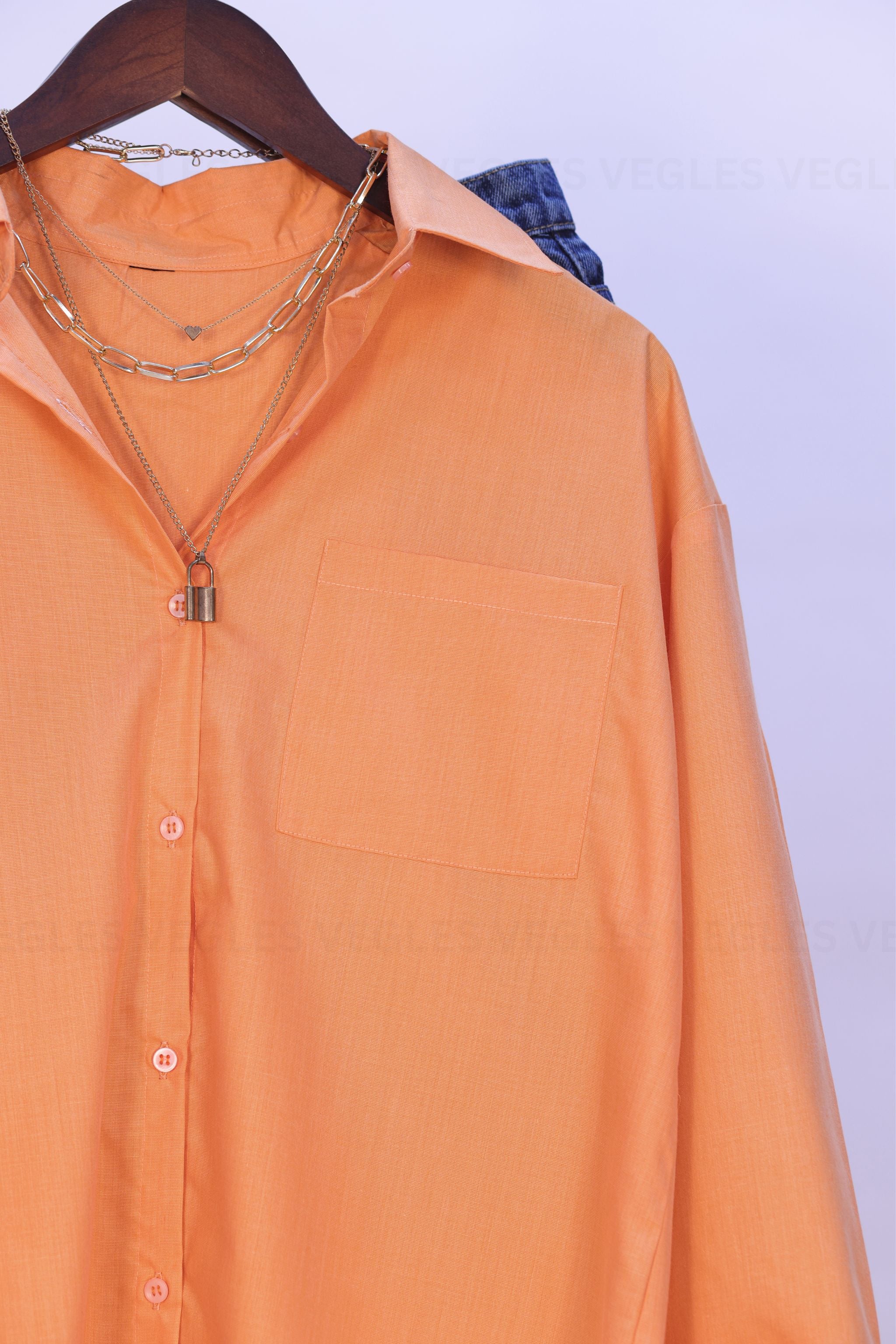 Women's Over-Size Shirt in Viscose Cotton –Orange