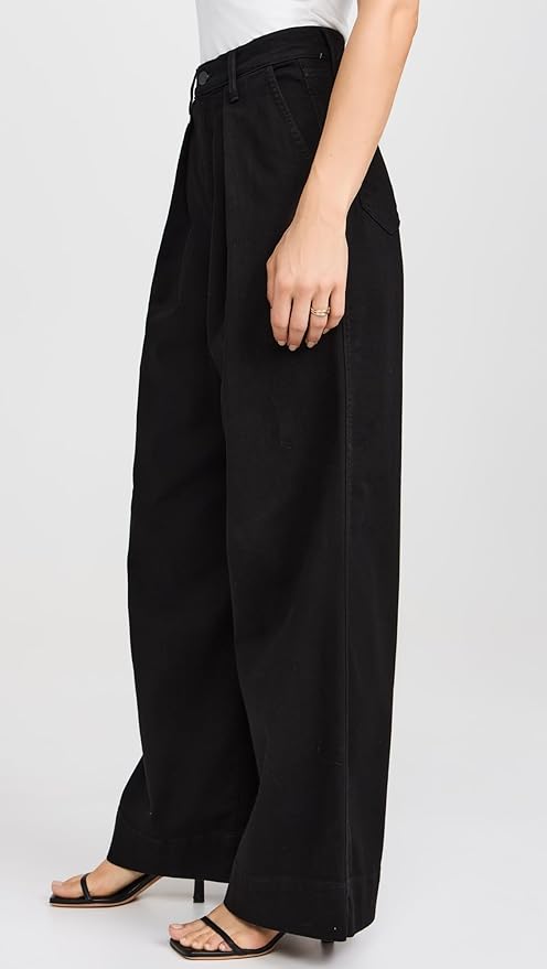 Vegles Women's High-Waist Wide-Leg Black Pleated Pants