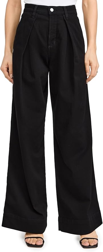 Vegles Women's High-Waist Wide-Leg Black Pleated Pants