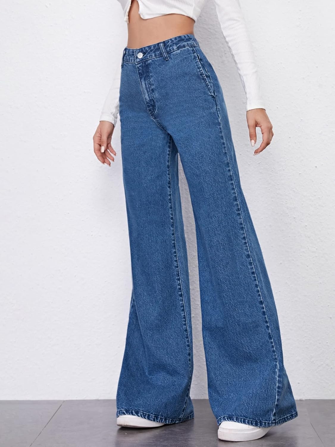 Vegles High-Waisted Wide-Leg Denim Jeans