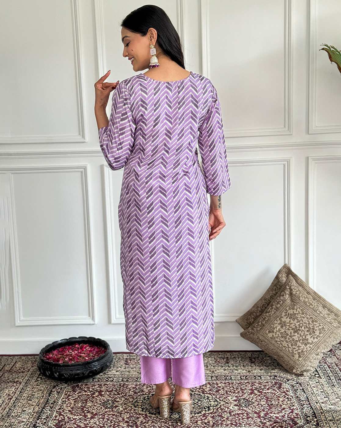 Vegles Embroidered Work Detail Straight Kurti Set