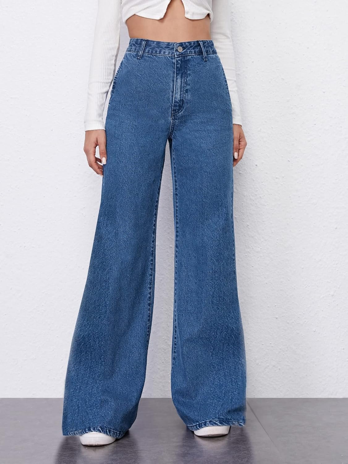Vegles High-Waisted Wide-Leg Denim Jeans