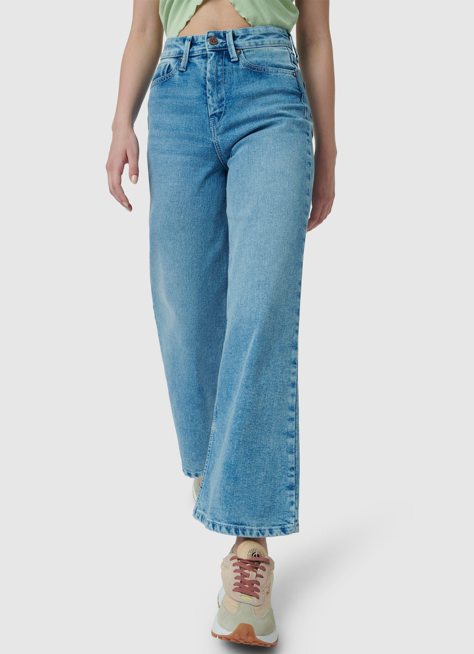 Vegles Women's High-Waist Wide-Leg Jeans - Light Blue