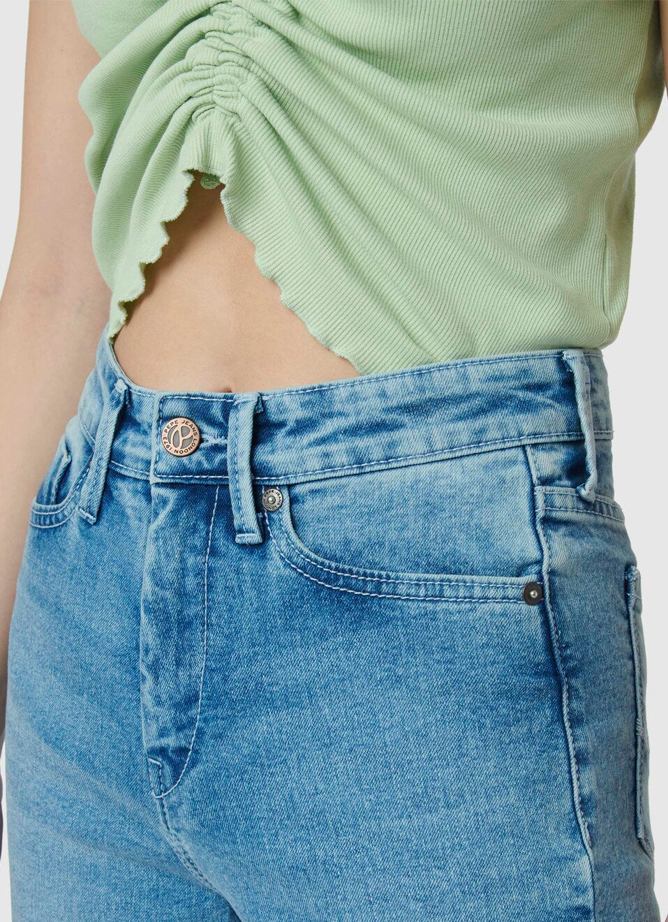 Vegles Women's High-Waist Wide-Leg Jeans - Light Blue