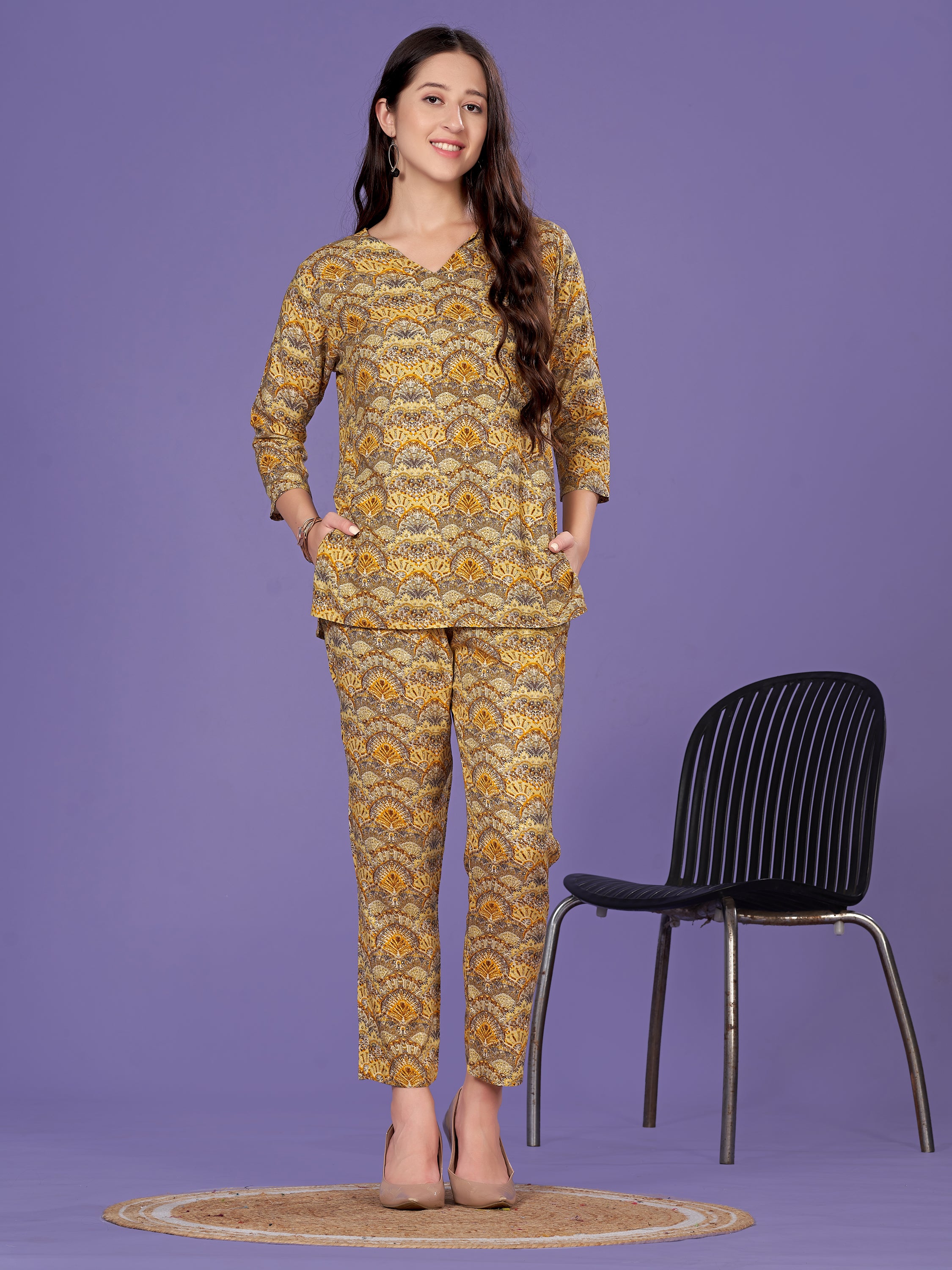 Yellow Color Top-Bottom Set