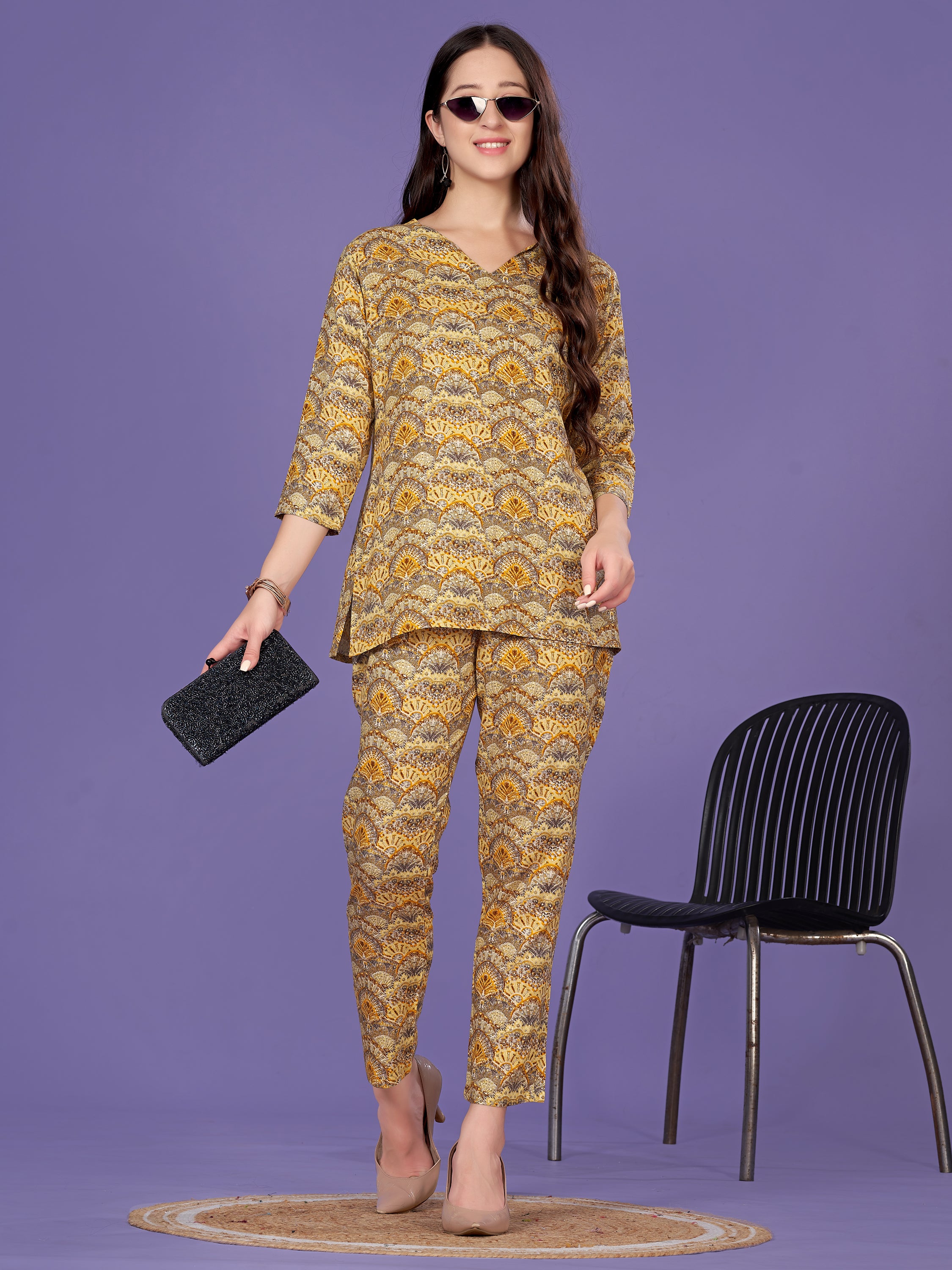 Yellow Color Top-Bottom Set