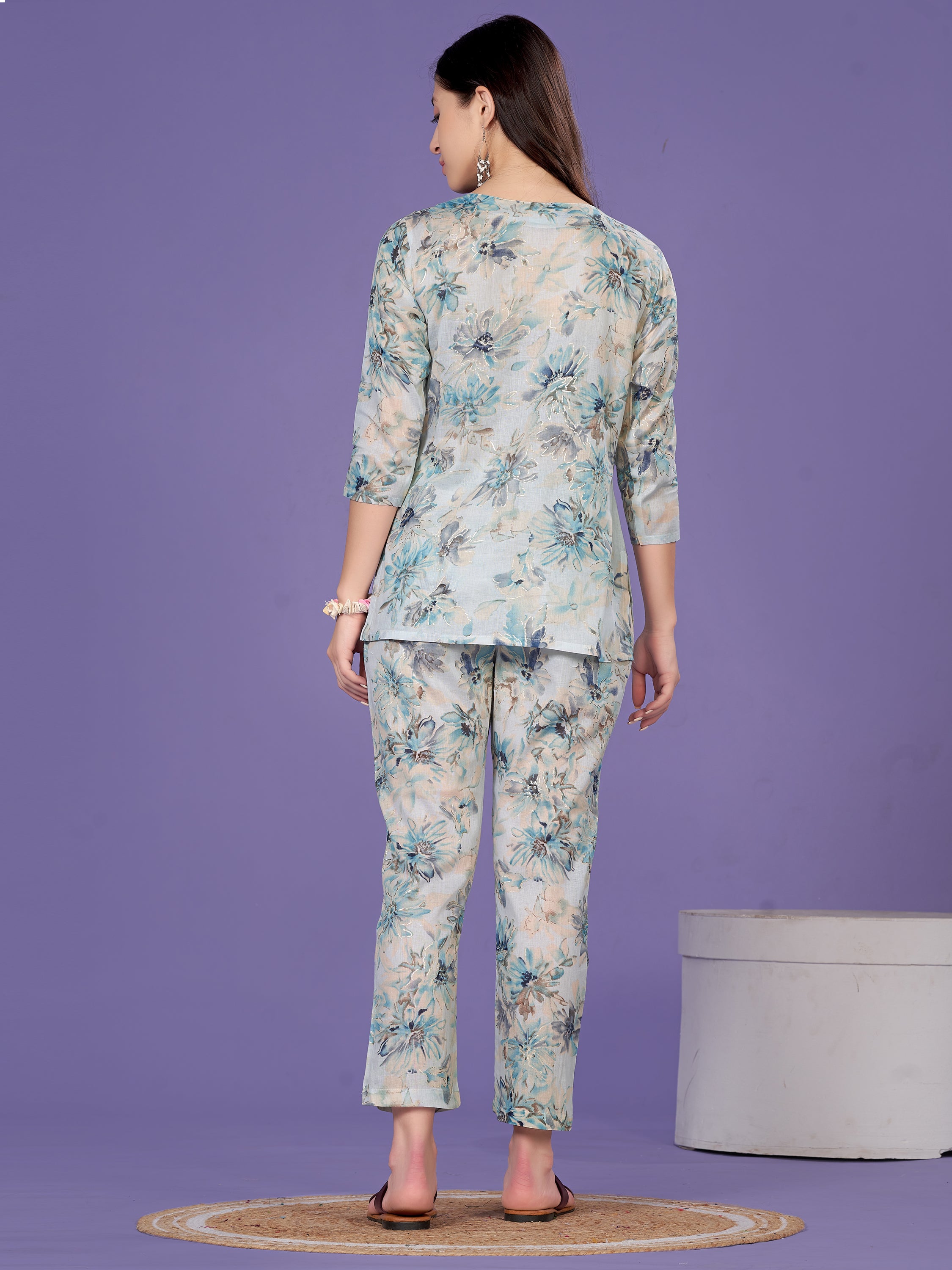 Sky Blue Color Top-Bottom Set