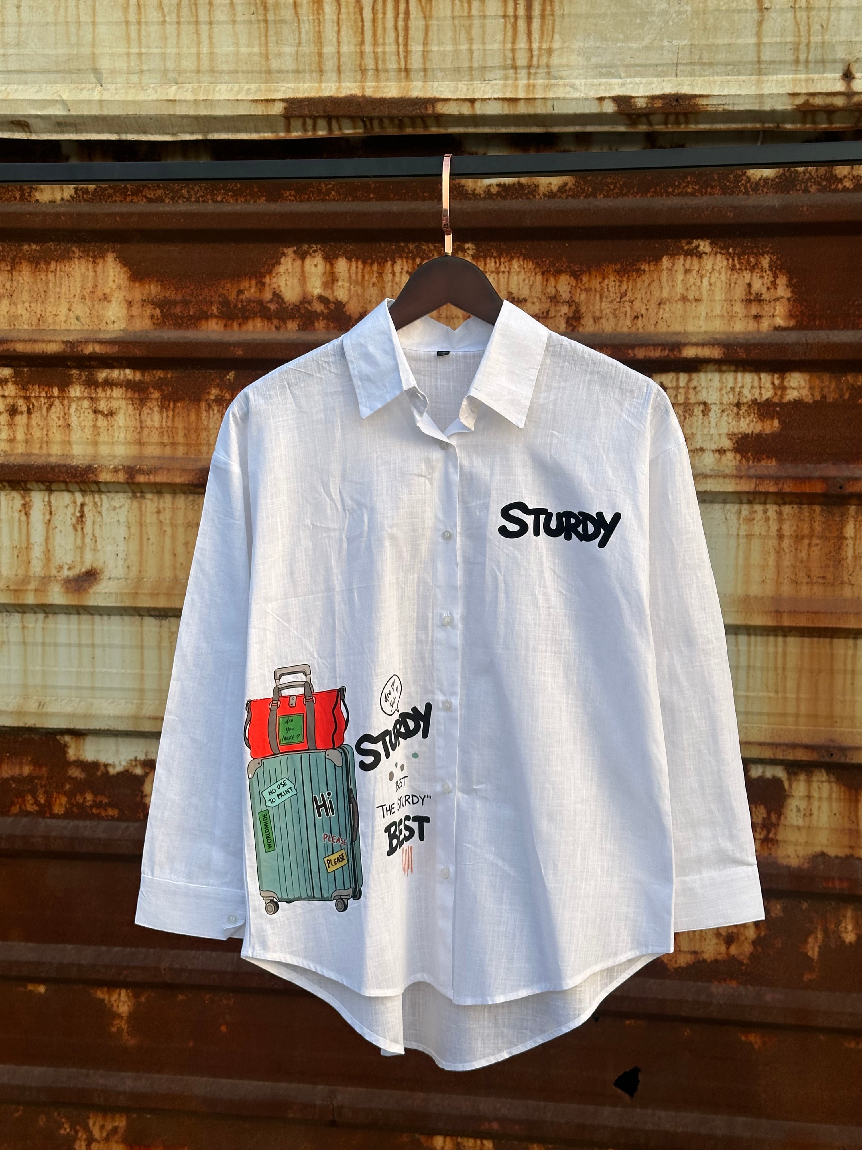 Vegles-Sturdy Travel Vibes Graphic Shirt – White Edition