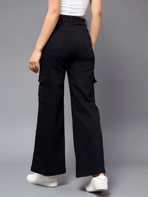Vegles Women’s Black Wide-Leg Cargo Pants