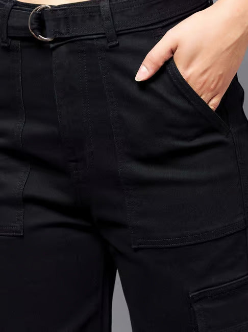 Vegles Women’s Black Wide-Leg Cargo Pants