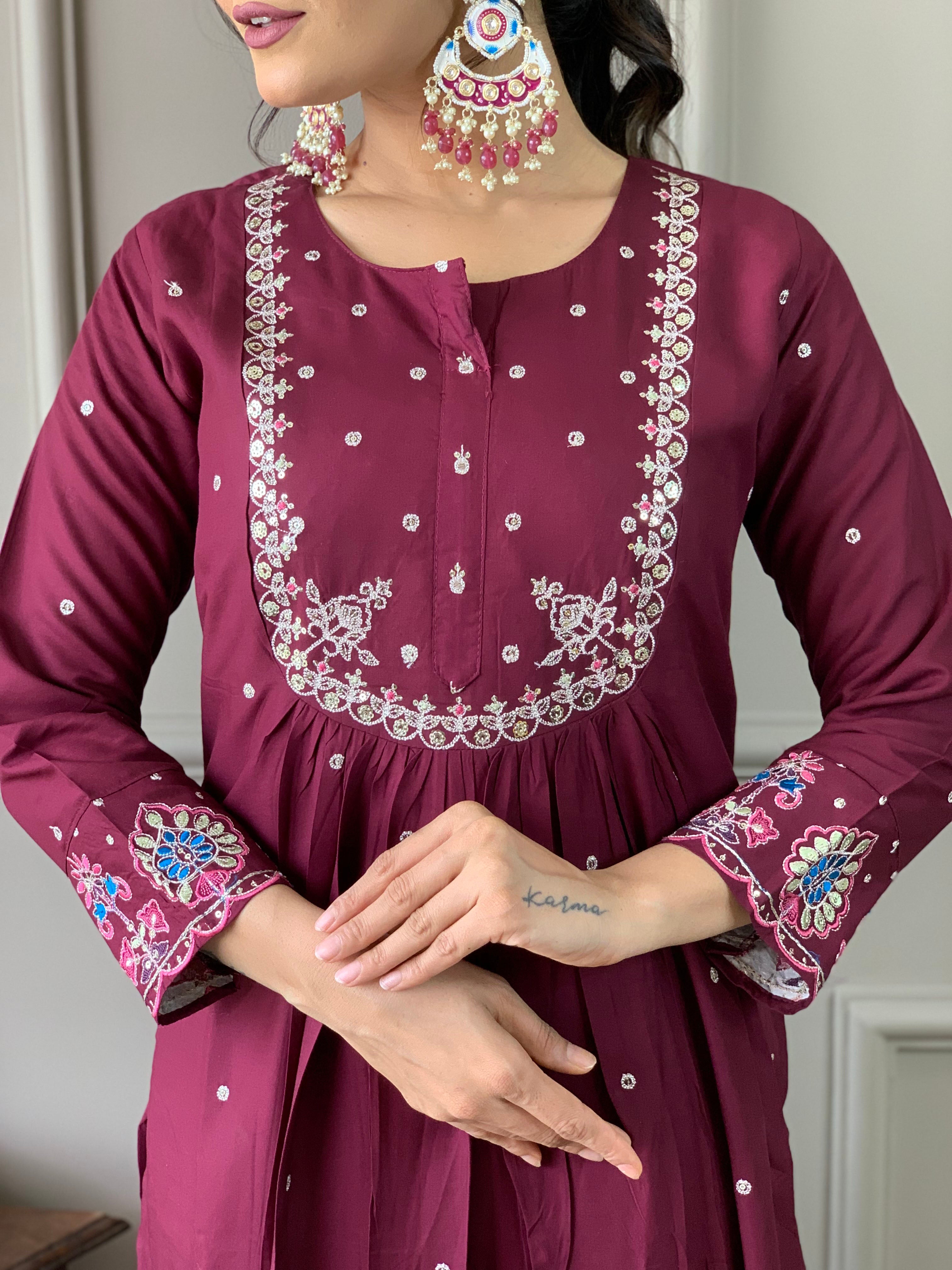 Vegles Embroidered Straight Kurti Set