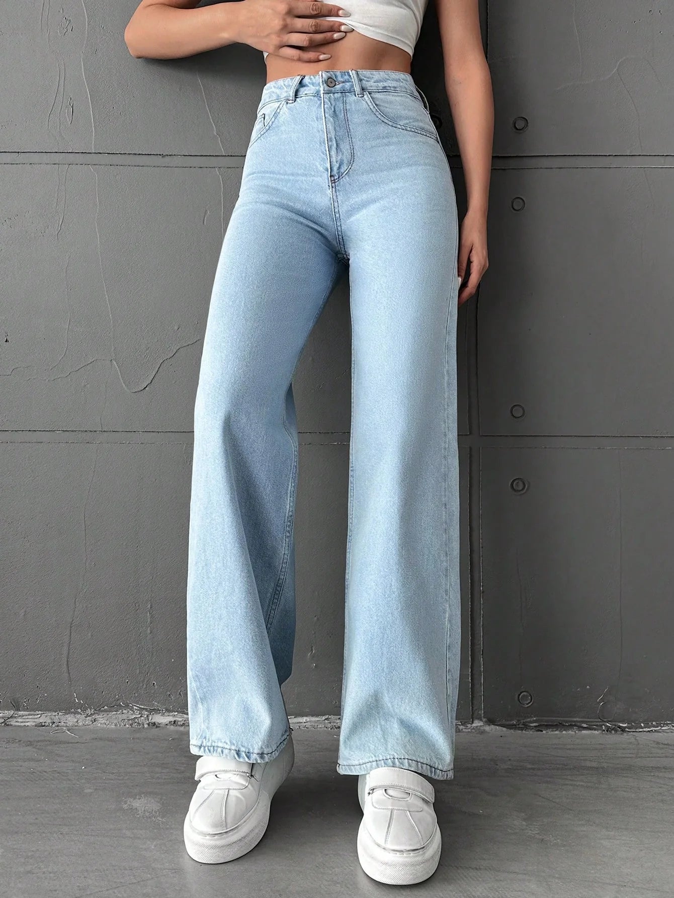 Vegles Women's High-Waisted Wide-Leg Denim Jeans