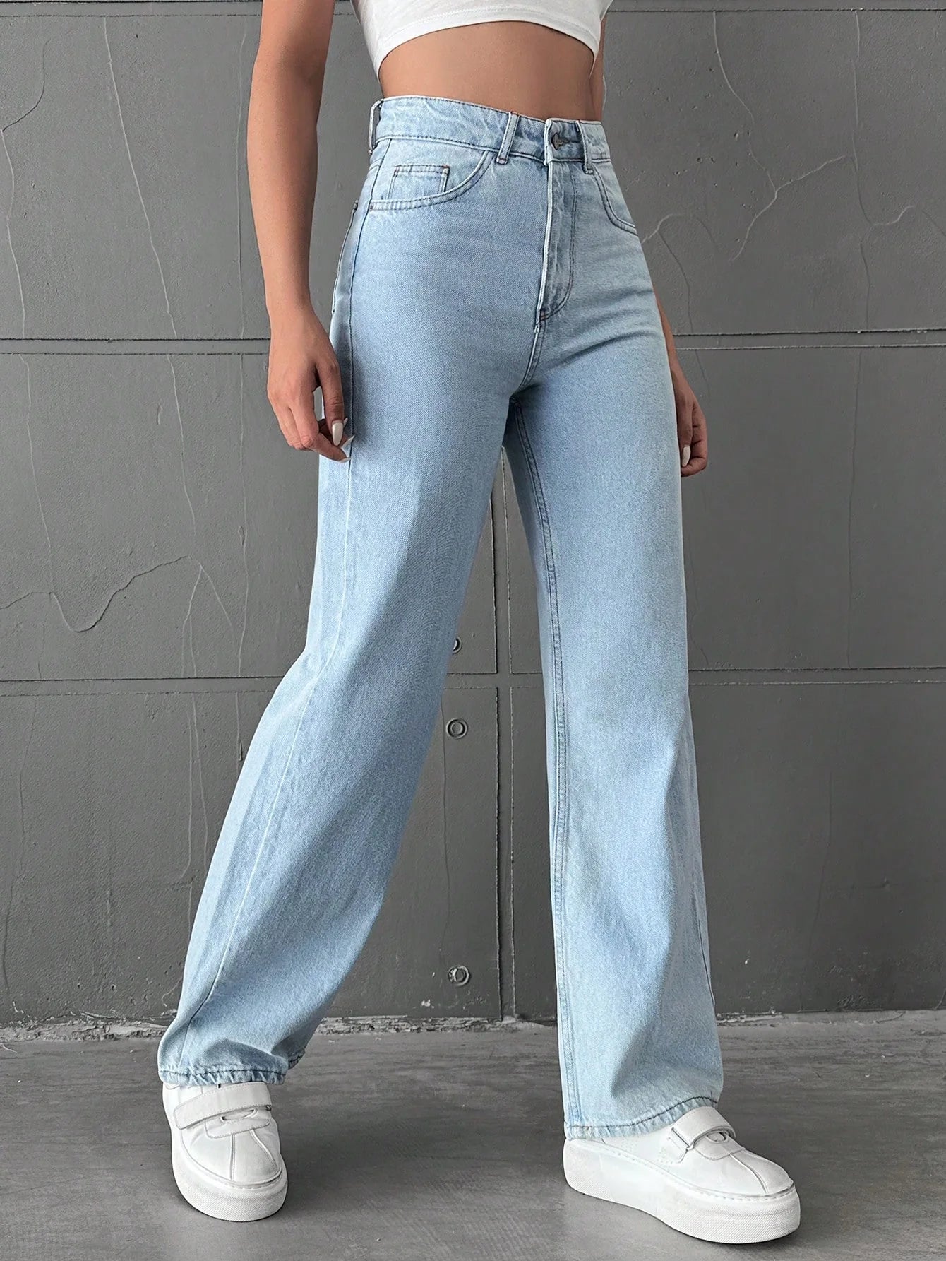 Vegles Women's High-Waisted Wide-Leg Denim Jeans