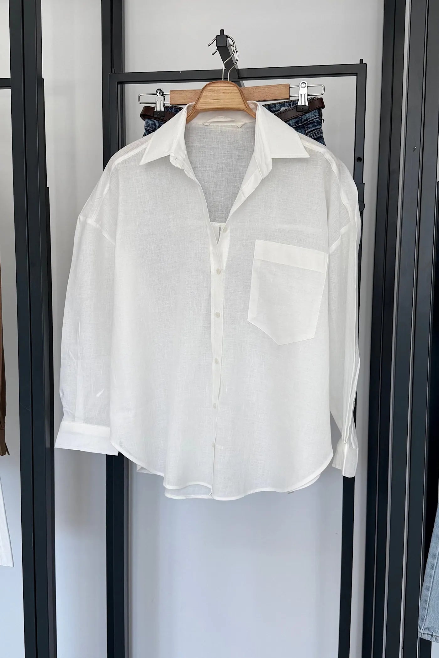 Vegles Linen Over-Size Shirt -Off-White