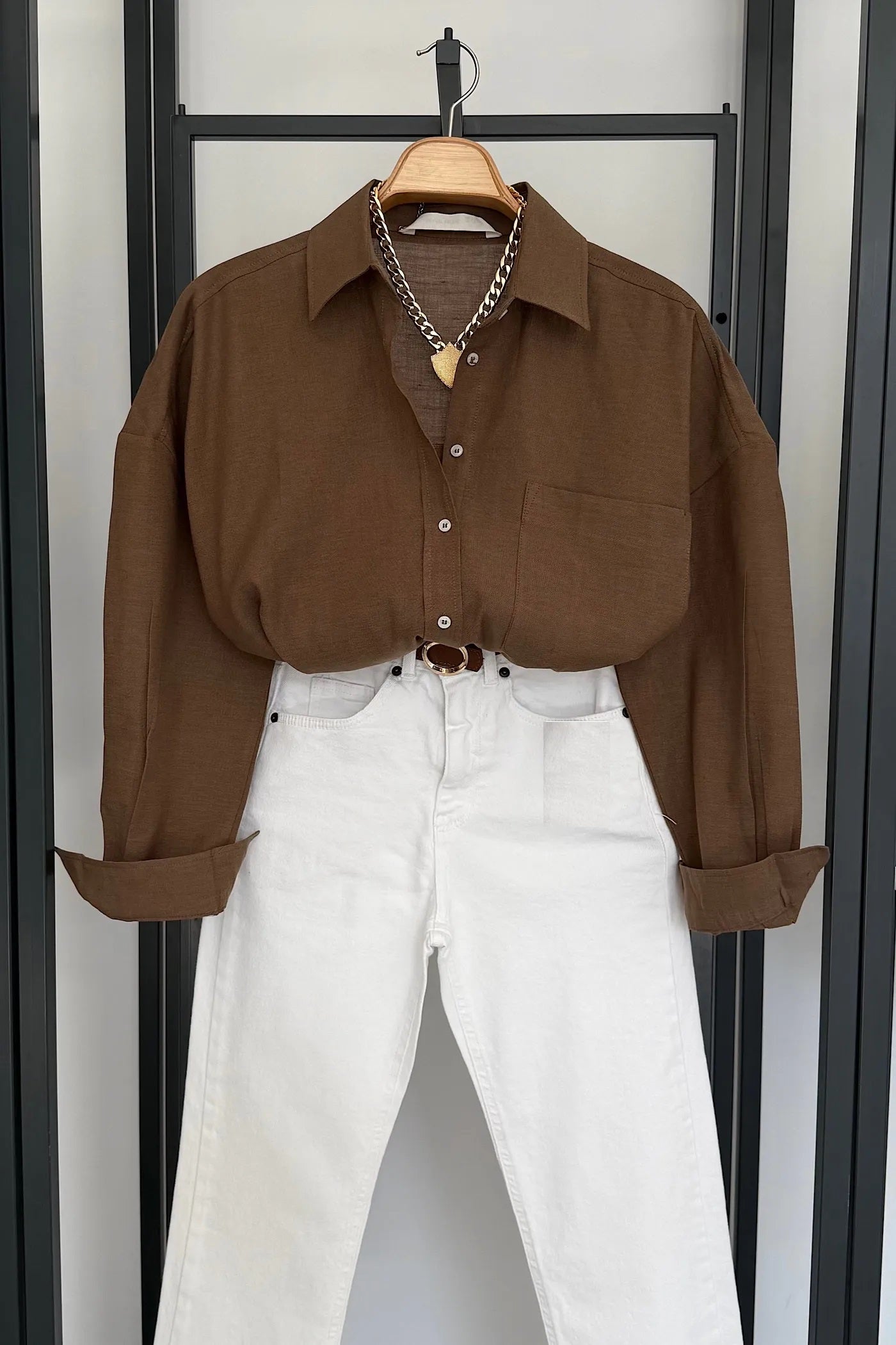 Vegles Linen Over-Size Shirt - Brown