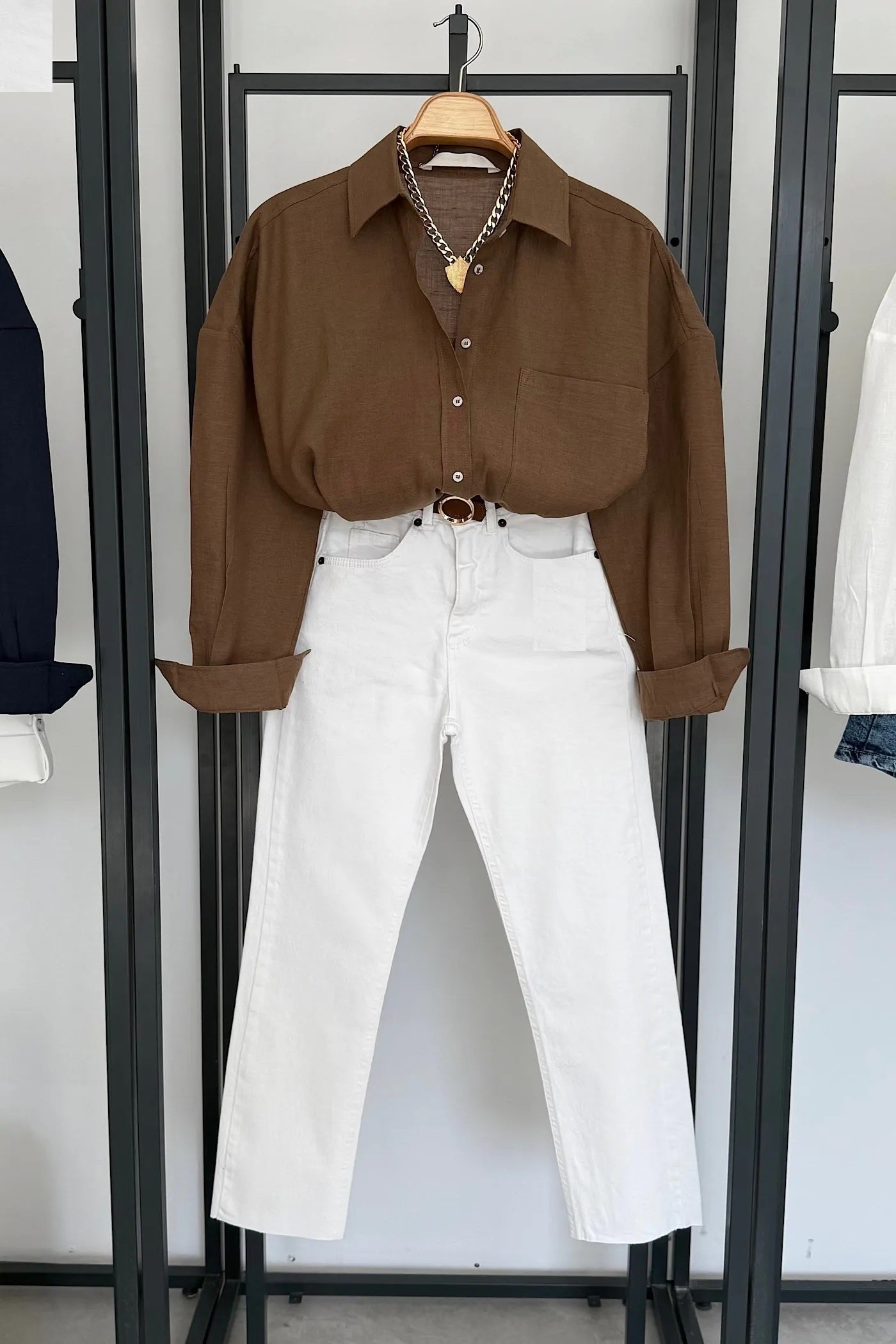 Vegles Linen Over-Size Shirt - Brown