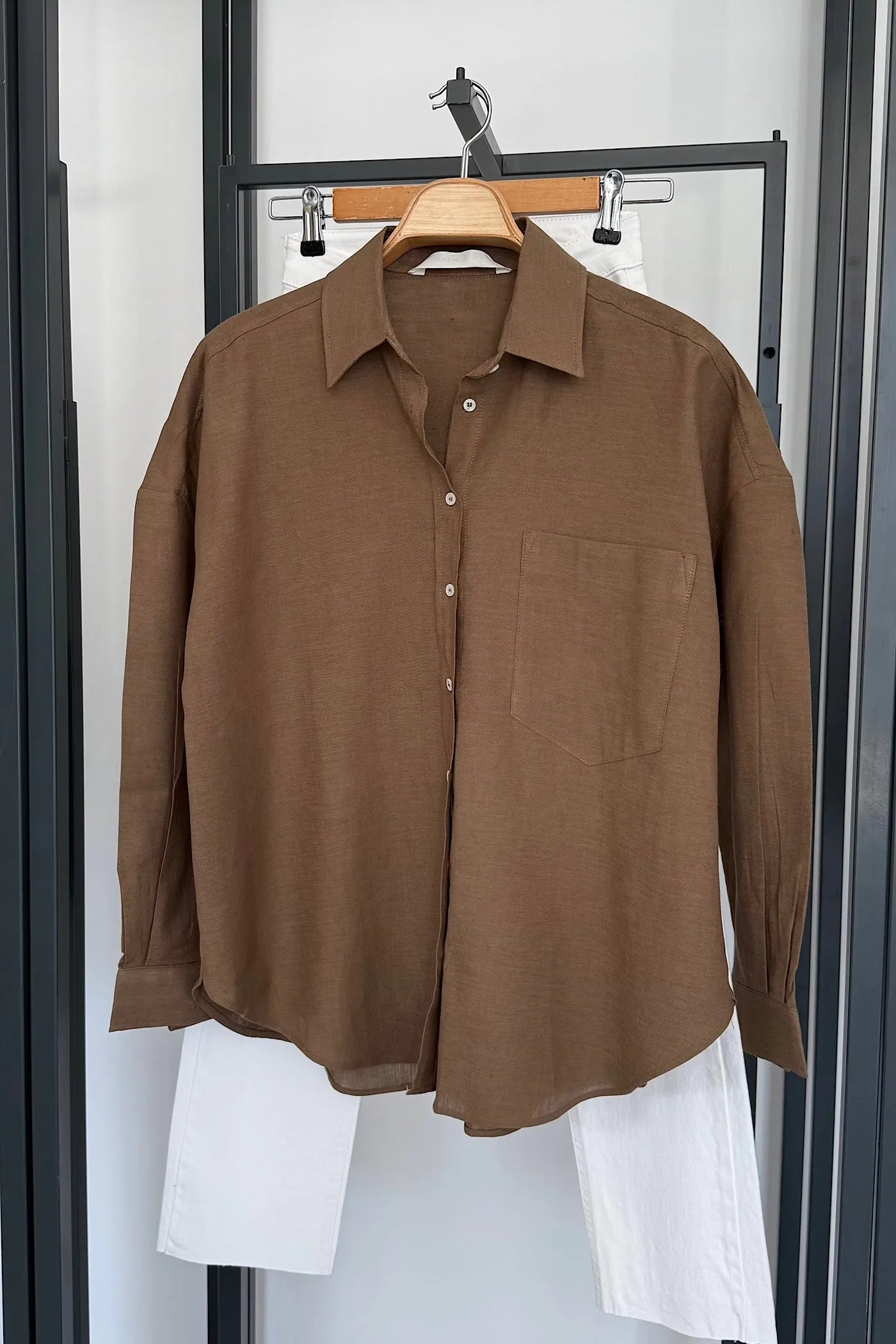 Vegles Linen Over-Size Shirt - Brown