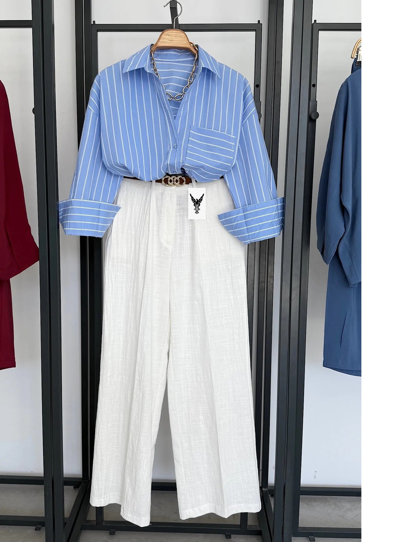 Vegles triped Blue Poplin Shirt