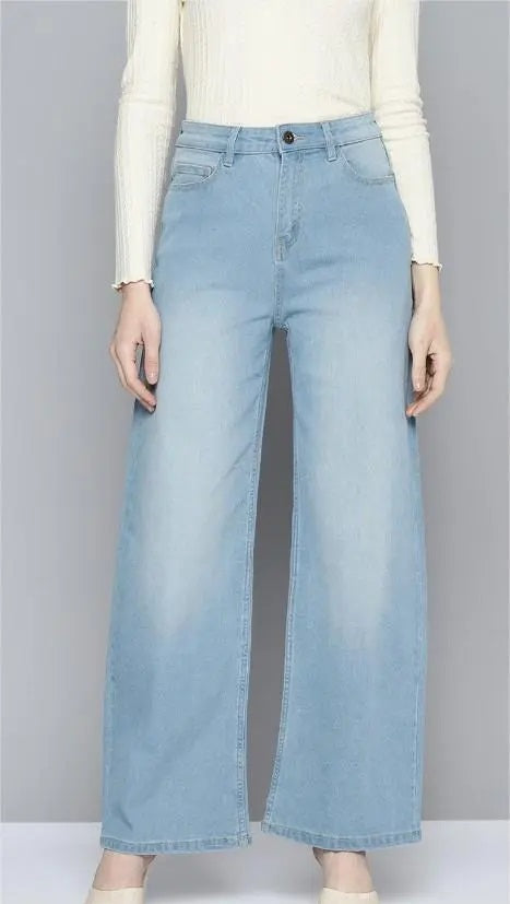 Vegles Women's Light Blue Flared Denim Jeans