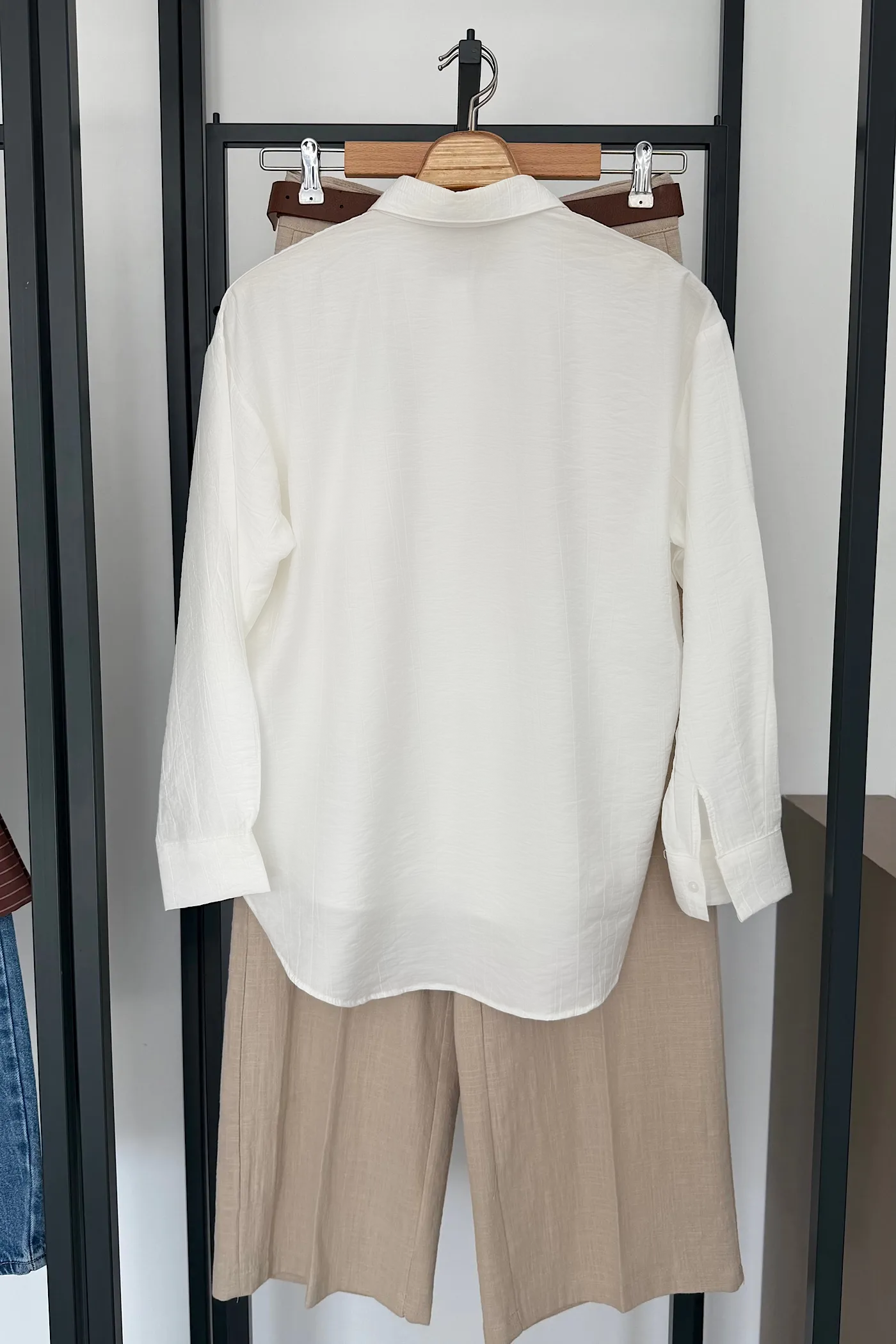 Vegles off-white Korean Silk Button-Up Over-Size Shirt