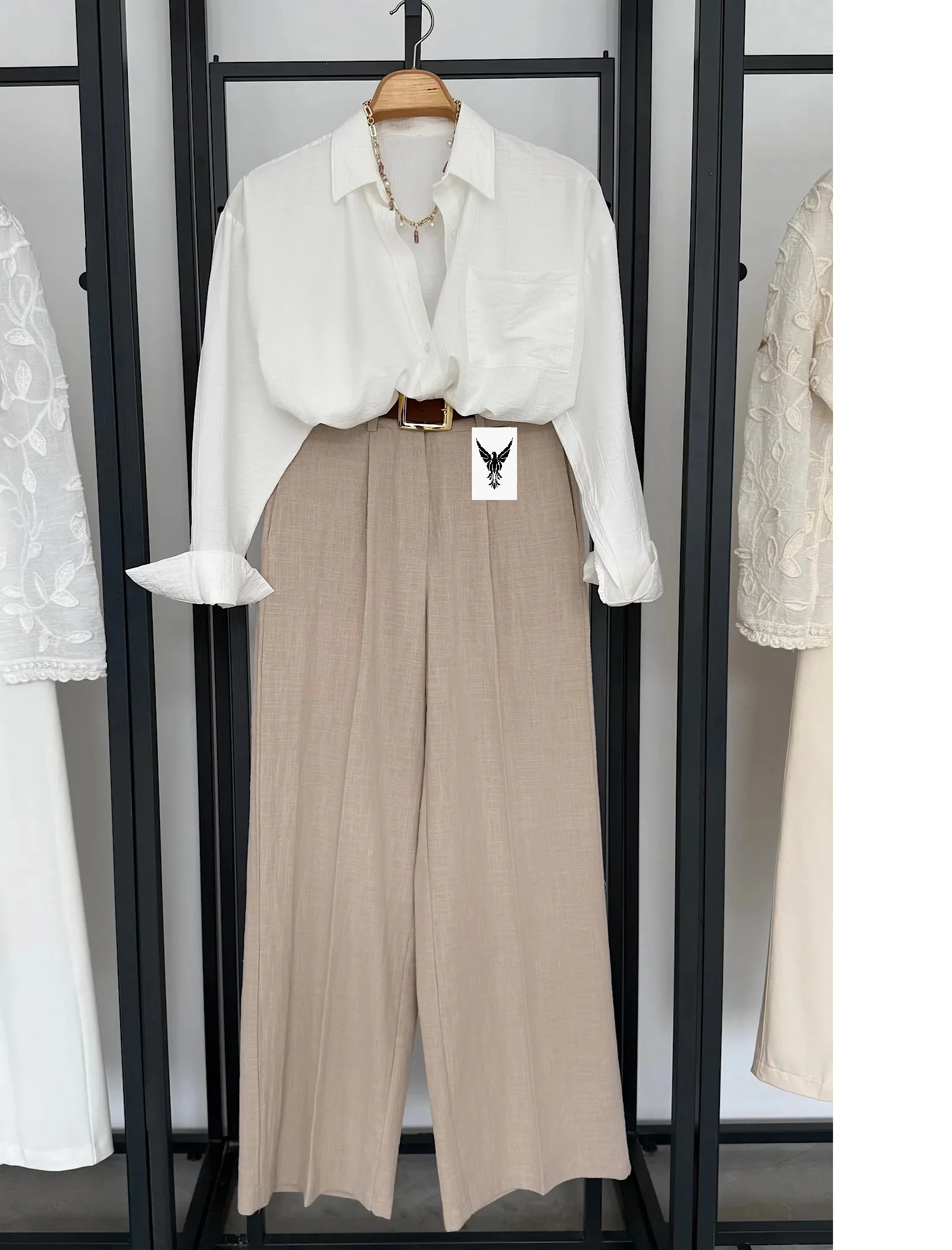 Vegles off-white Korean Silk Button-Up Over-Size Shirt