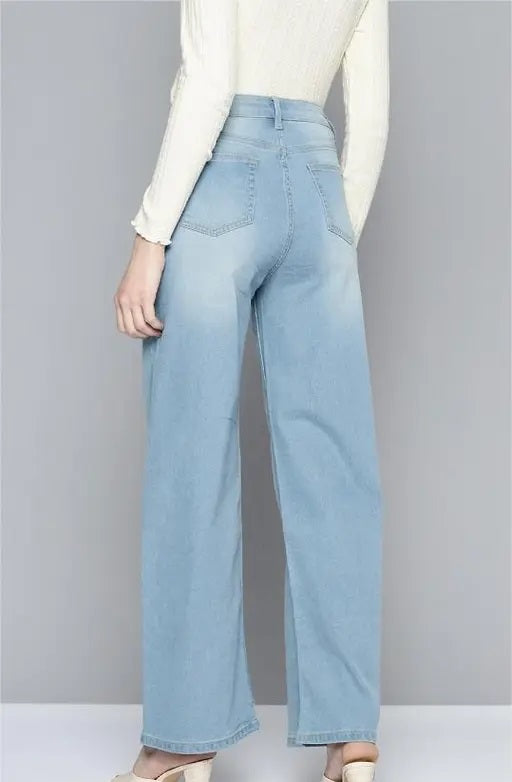 Vegles Women's Light Blue Flared Denim Jeans