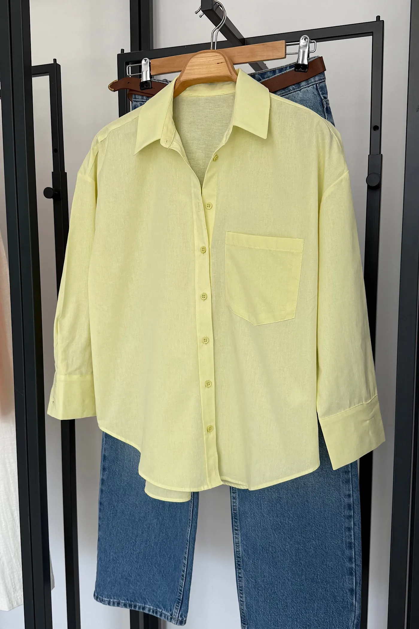 Vegles Lemon Yellow Poplin Over-Size Shirt