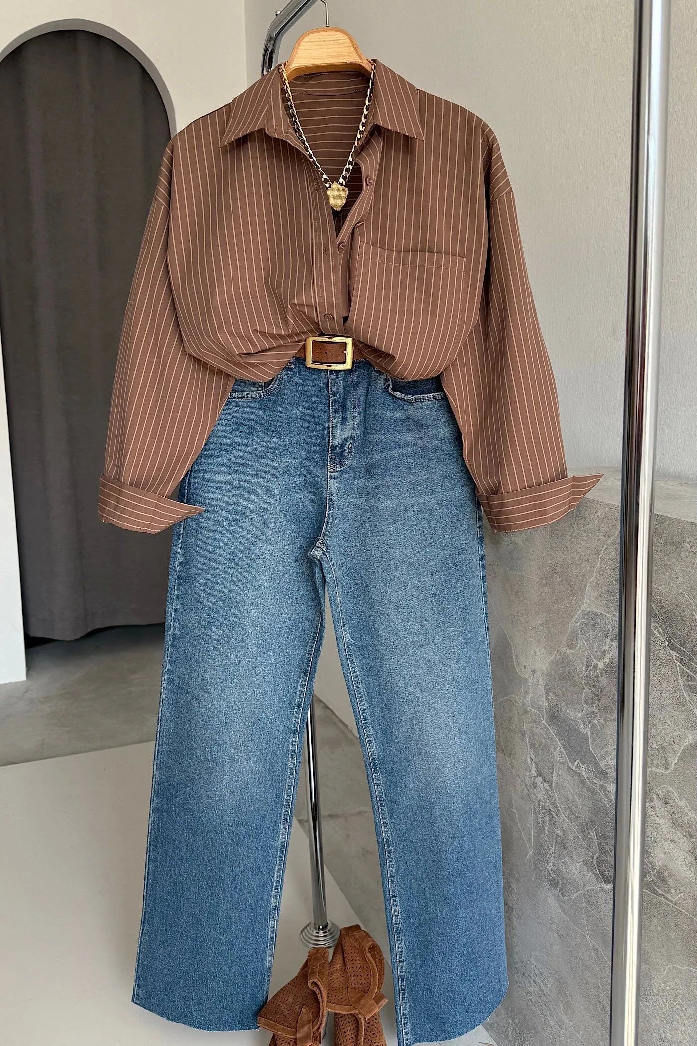 Vegles Striped Shirt - Brown