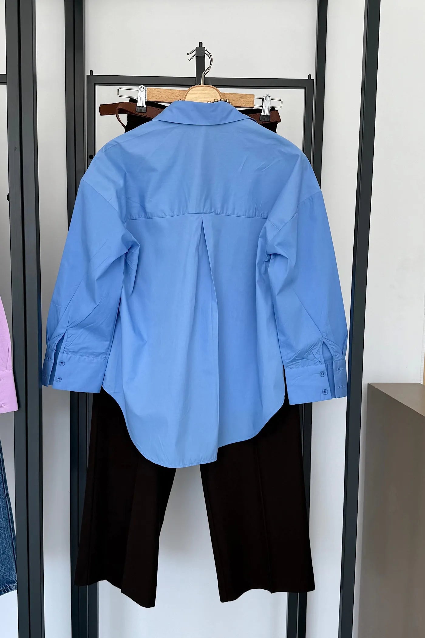 Vegles-Classic Blue Oversized Cotton Shirt for Women