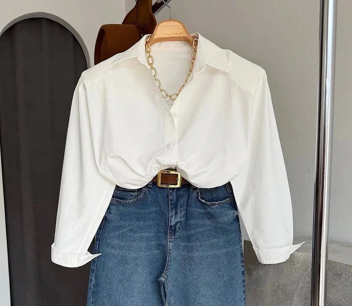 Vegles Classic Button-Up Over-Size Shirt - White