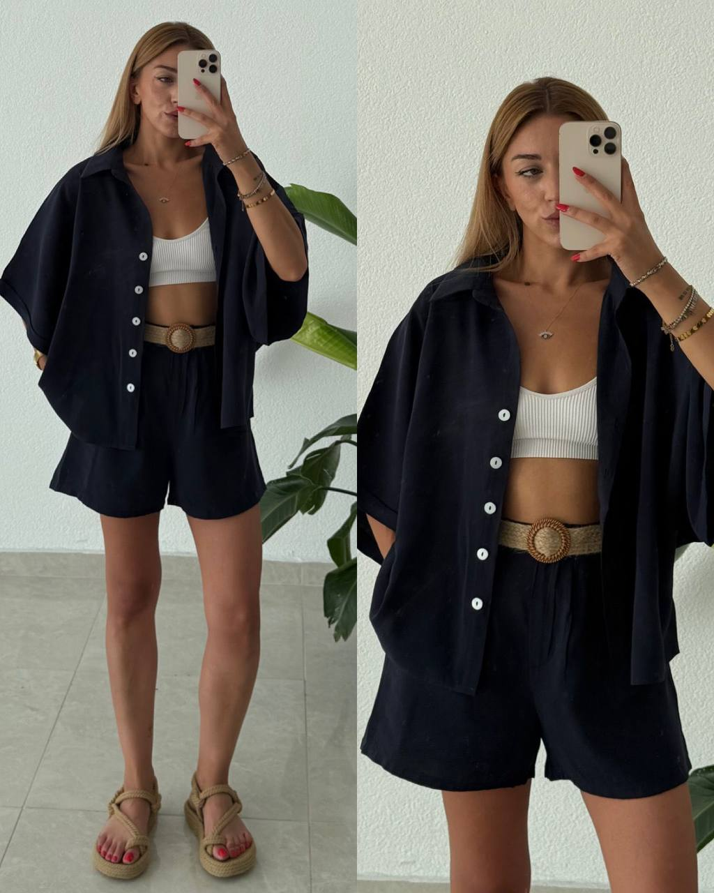 Vegles-Women’s  Co-ord Set (Shirt & Shorts) – Casual Chic Two-Piece Outfit