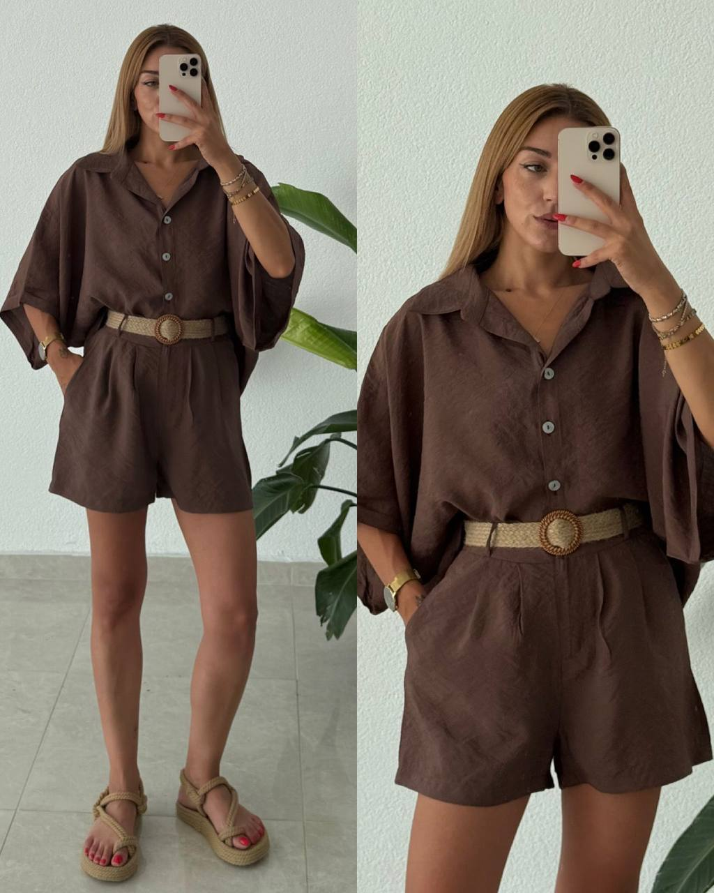 Vegles-Women’s  Co-ord Set (Shirt & Shorts) – Casual Chic Two-Piece Outfit