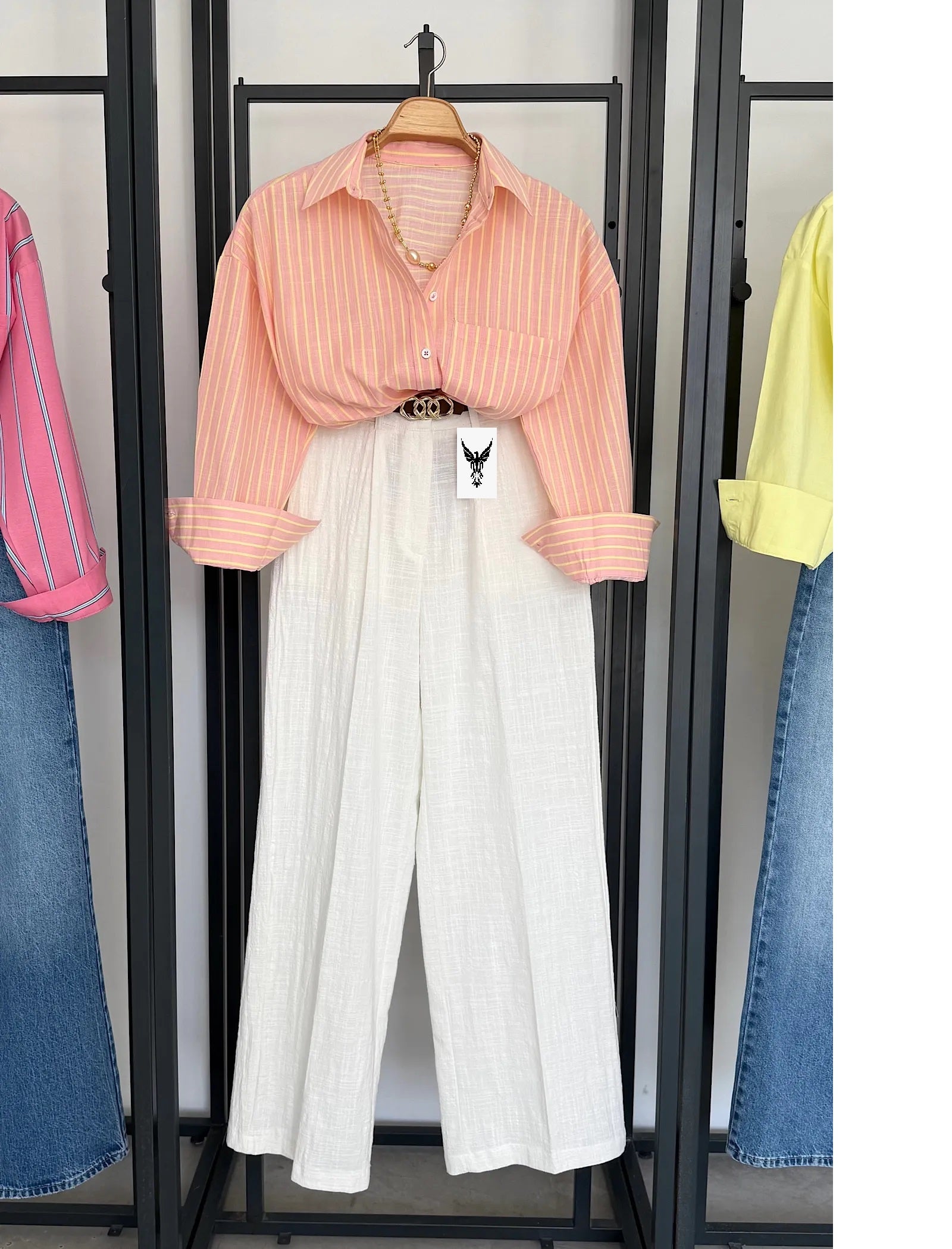 Vegles Premium Striped Orange Over-Size Shirt