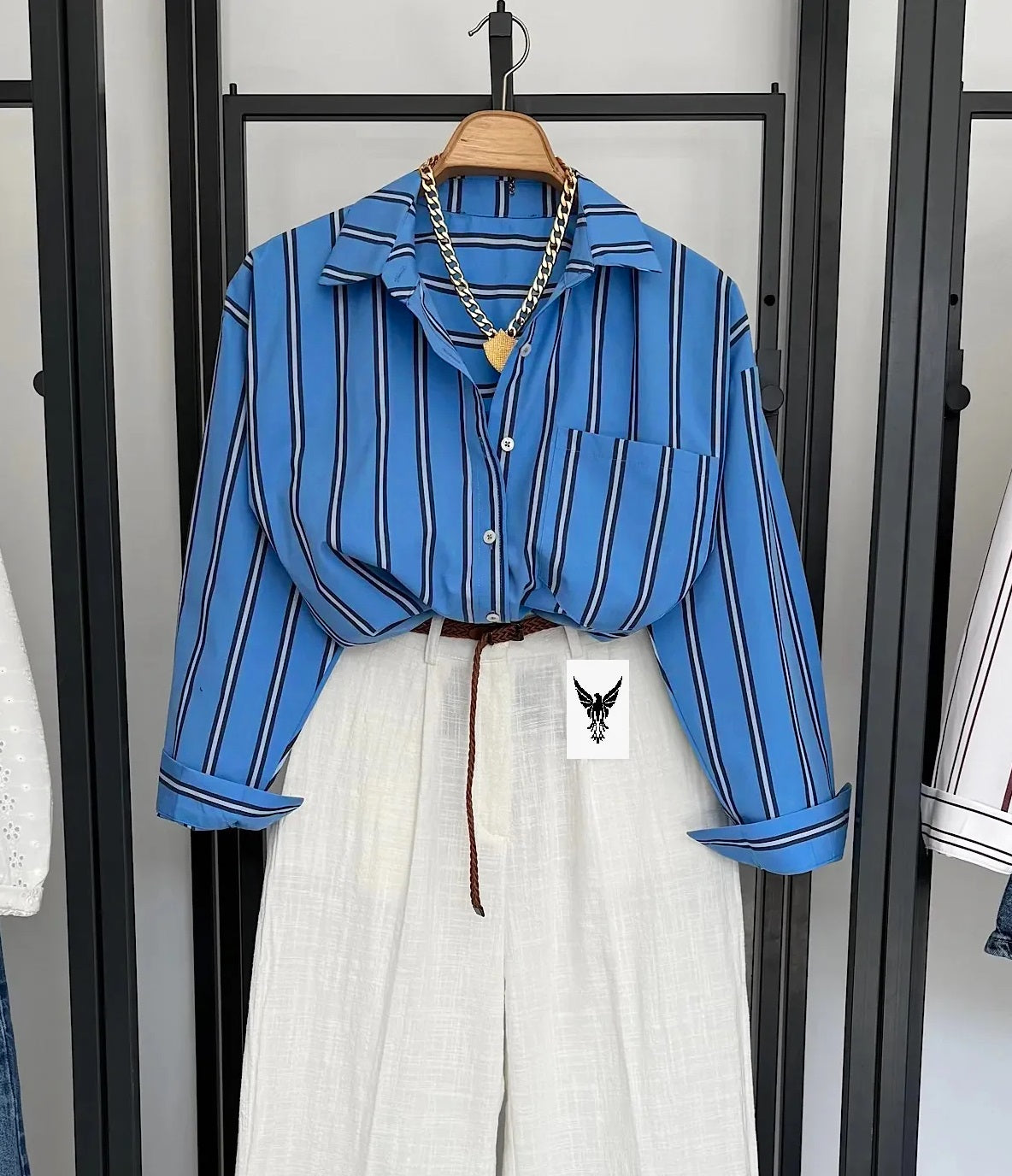 Vegles Premium Striped Over-Size Shirt - Blue & Navy