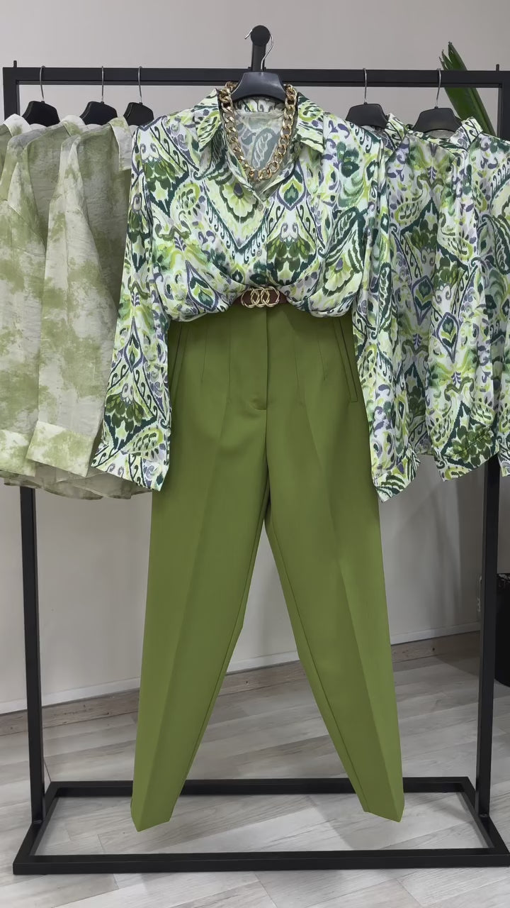 Vegles Green Print Over-Size Shirt