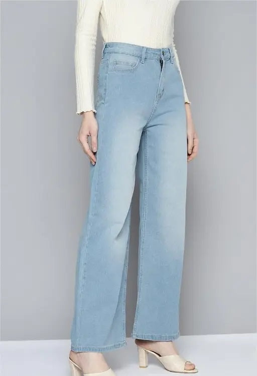 Vegles Women's Light Blue Flared Denim Jeans