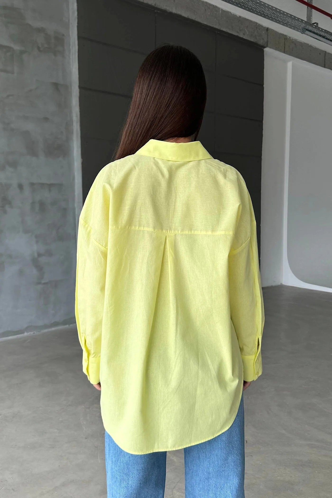 Vegles Lemon Yellow Button-Up Over-Size Shirt